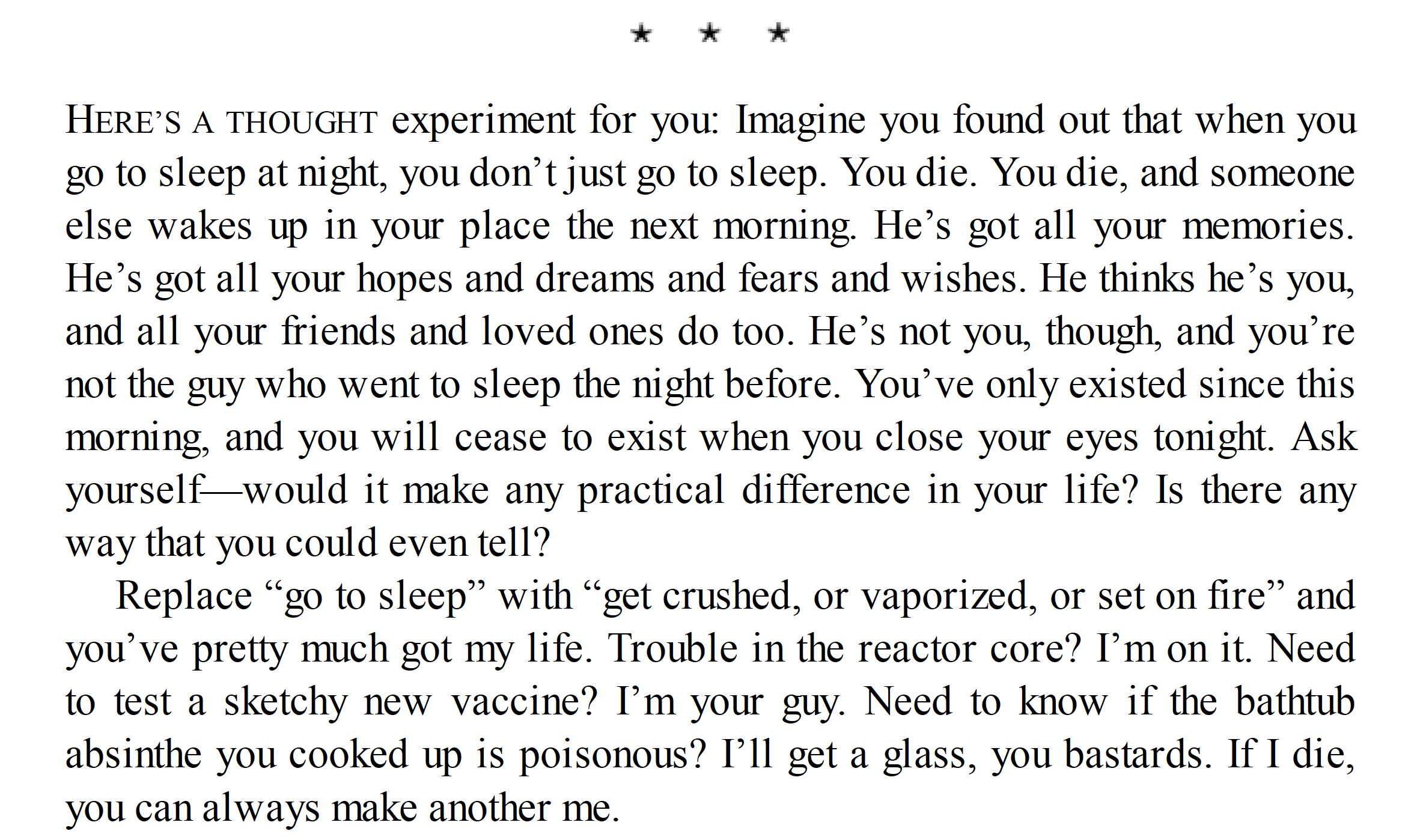 An excerpt from Mickey7 written by Edward Ashton
